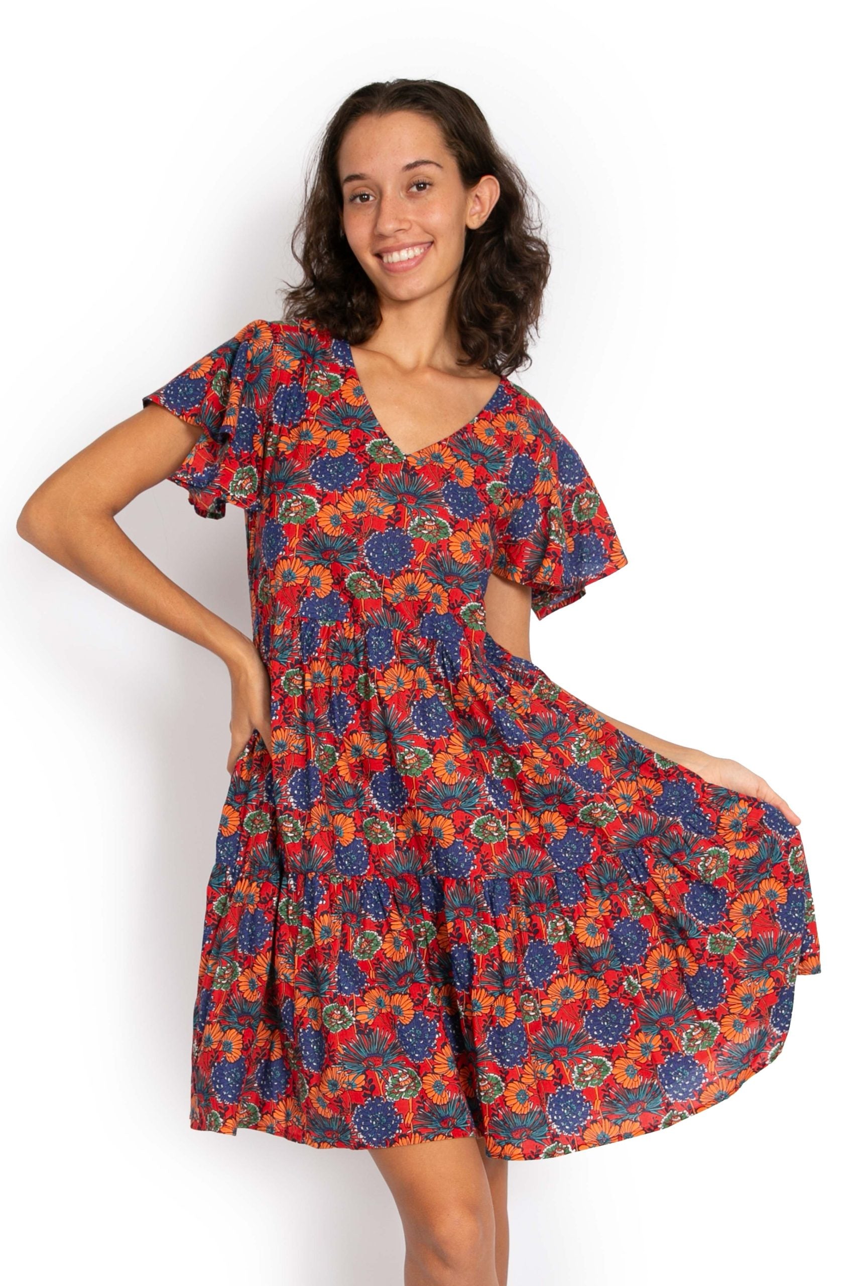 OM Designs - AVA DRESS - RED SECRET GARDEN - Birds of Paradise fashions and unique gifts
