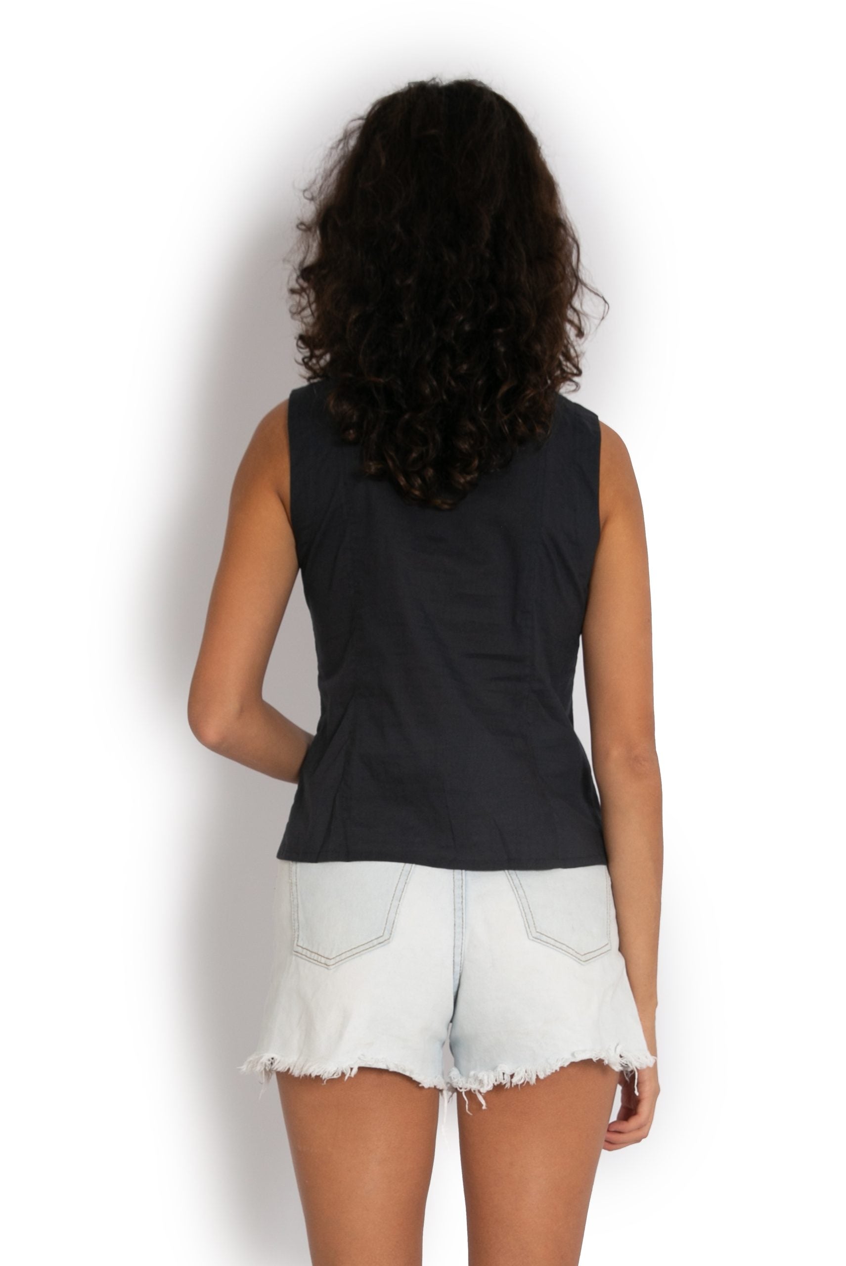 OM Deigns - ZOE TOP - DARK GREY - back view