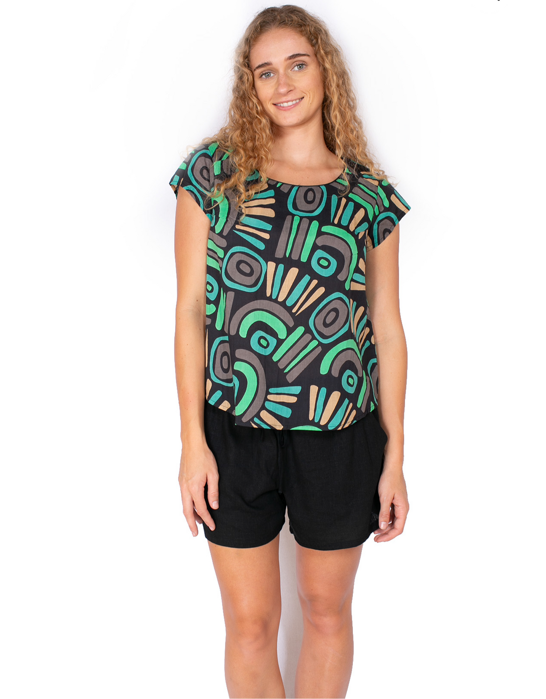 OM Designs CHLOE TOP - ABSTRACT BLACK
