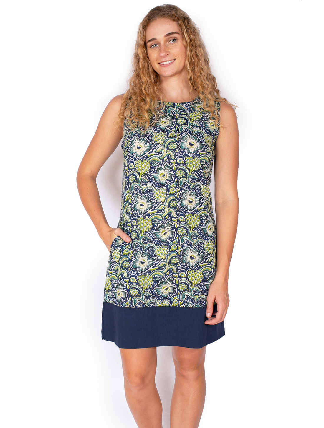 OM Designs MILLIE DRESS - LEAFY BLUE