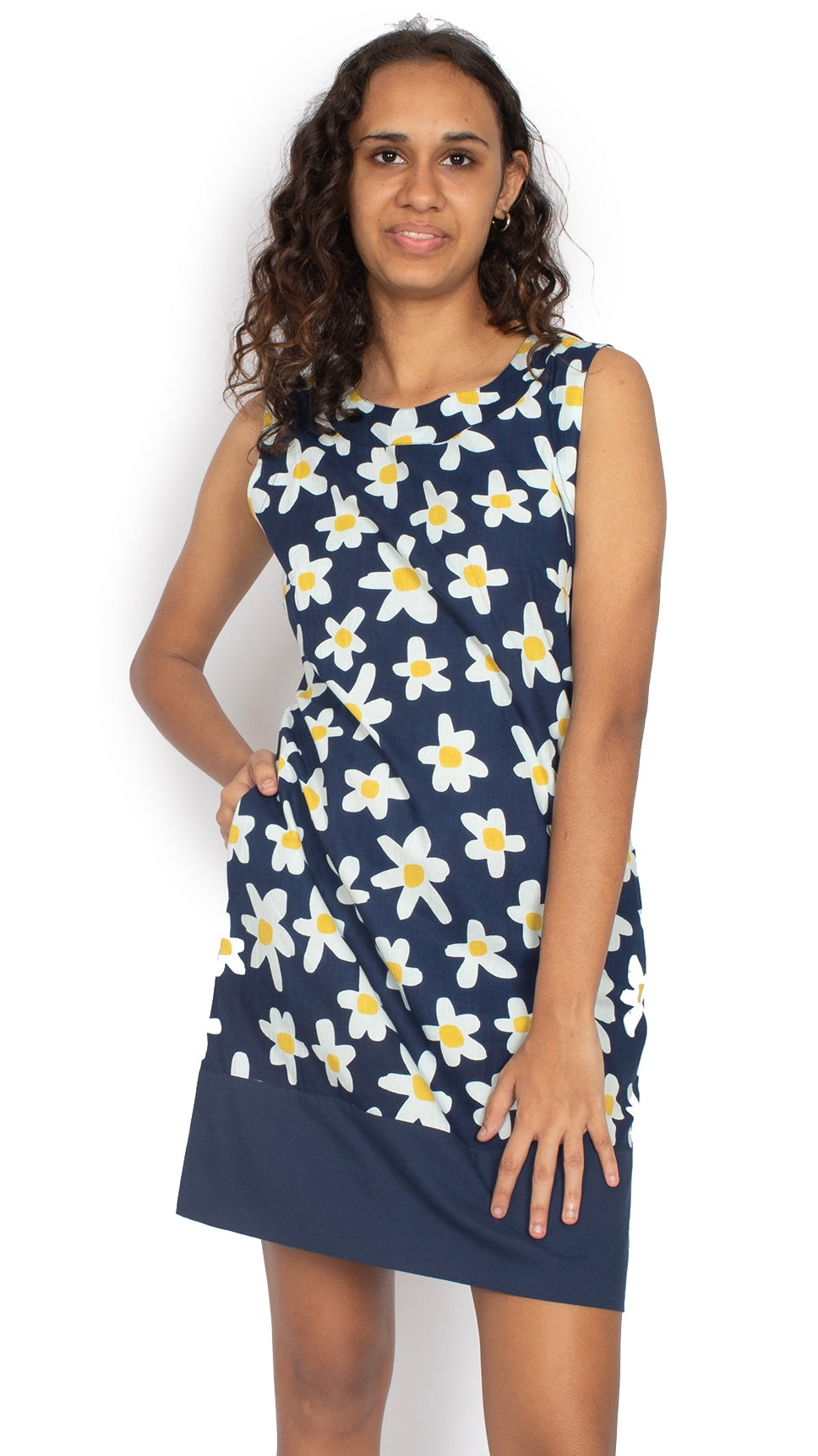 OM Designs MILLIE DRESS - DAISY PATCH-Front view