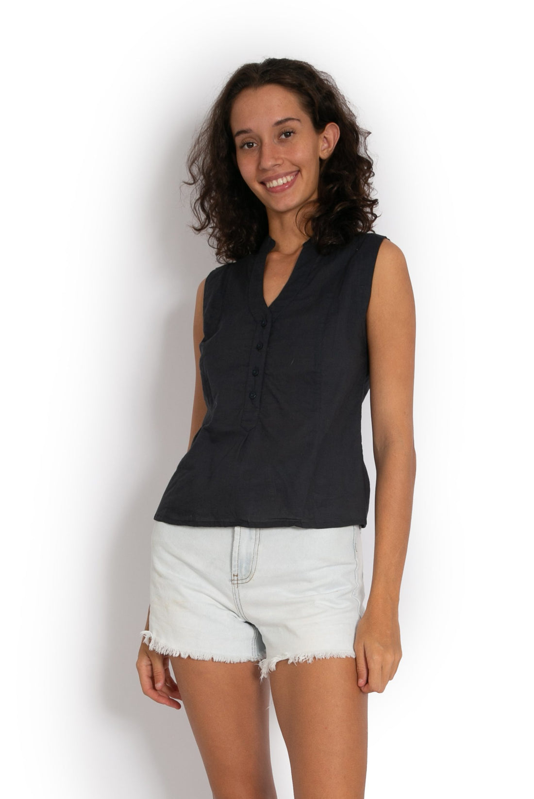 OM Deigns - ZOE TOP - DARK GREY - front view