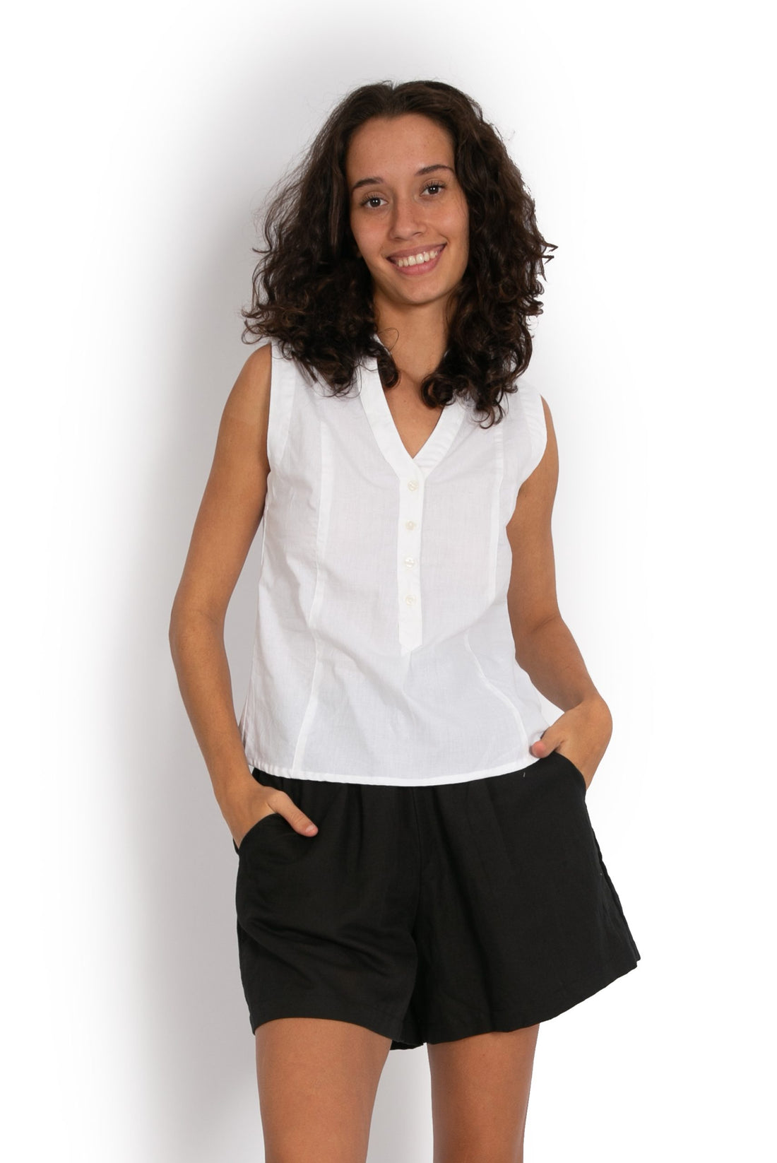 OM Deigns - ZOE TOP - WHITE - Front view